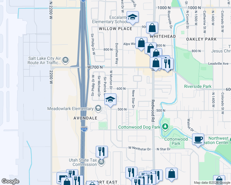 map of restaurants, bars, coffee shops, grocery stores, and more near 574 Morton Drive in Salt Lake City