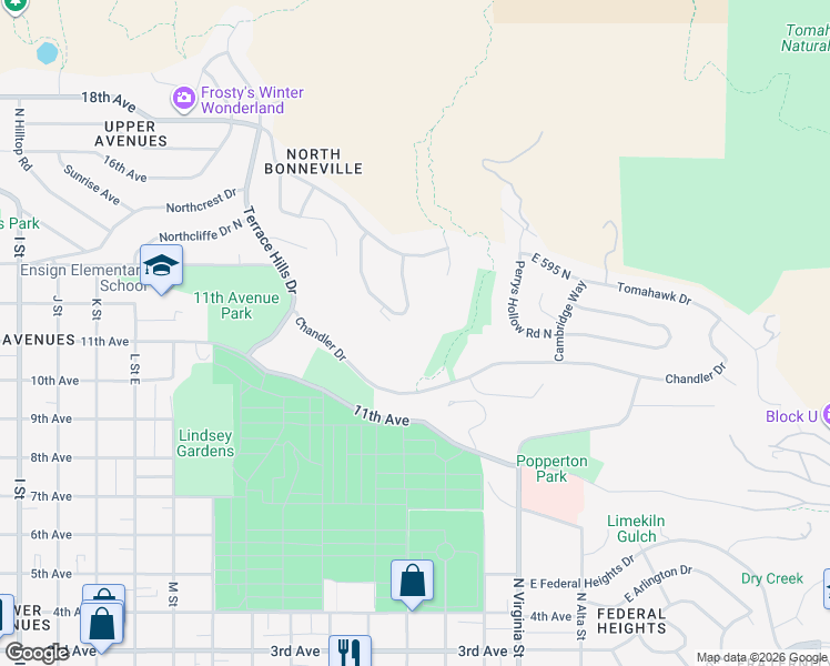 map of restaurants, bars, coffee shops, grocery stores, and more near 662 Saddle Hill Road in Salt Lake City