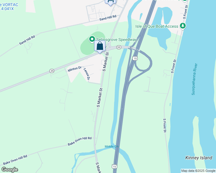 map of restaurants, bars, coffee shops, grocery stores, and more near Old 11 and 15 Road in Selinsgrove