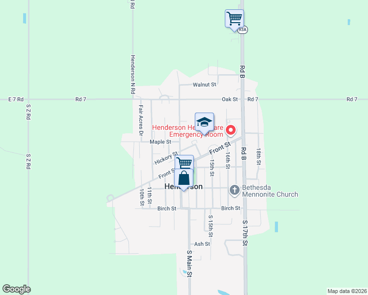 map of restaurants, bars, coffee shops, grocery stores, and more near 1140 North Main Street in Henderson