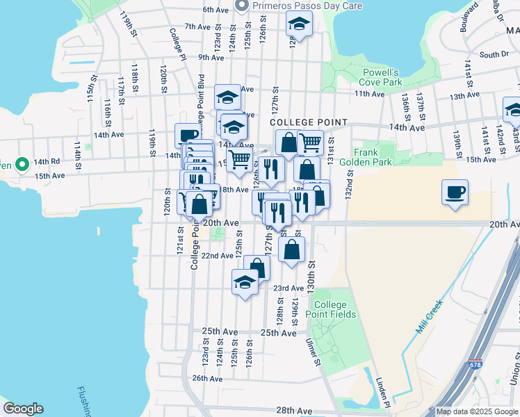 map of restaurants, bars, coffee shops, grocery stores, and more near in Queens