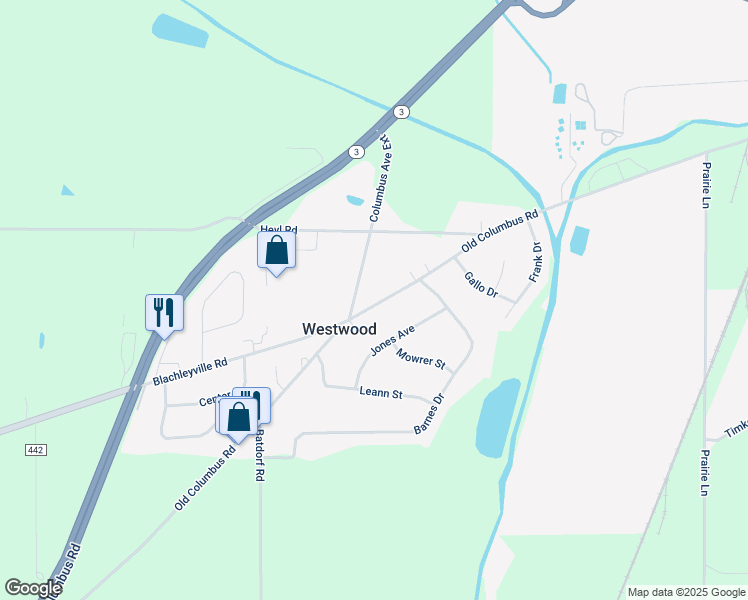map of restaurants, bars, coffee shops, grocery stores, and more near 1364 Old Columbus Road in Wooster