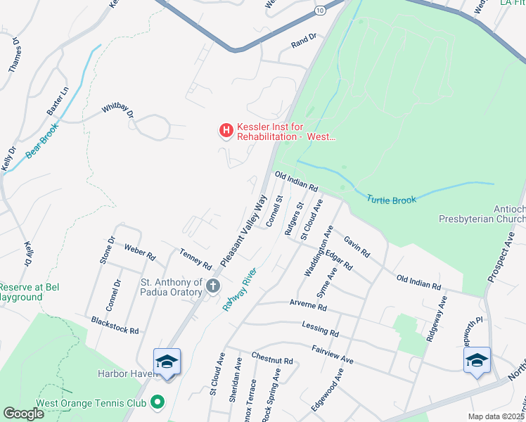 map of restaurants, bars, coffee shops, grocery stores, and more near 1294 Pleasant Valley Way in West Orange