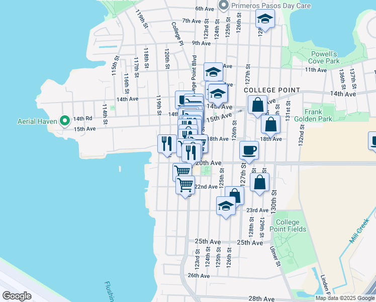 map of restaurants, bars, coffee shops, grocery stores, and more near in Queens