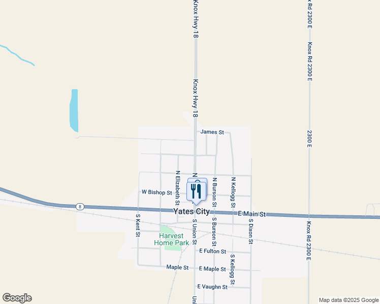 map of restaurants, bars, coffee shops, grocery stores, and more near 100-198 W Williams St in Yates City