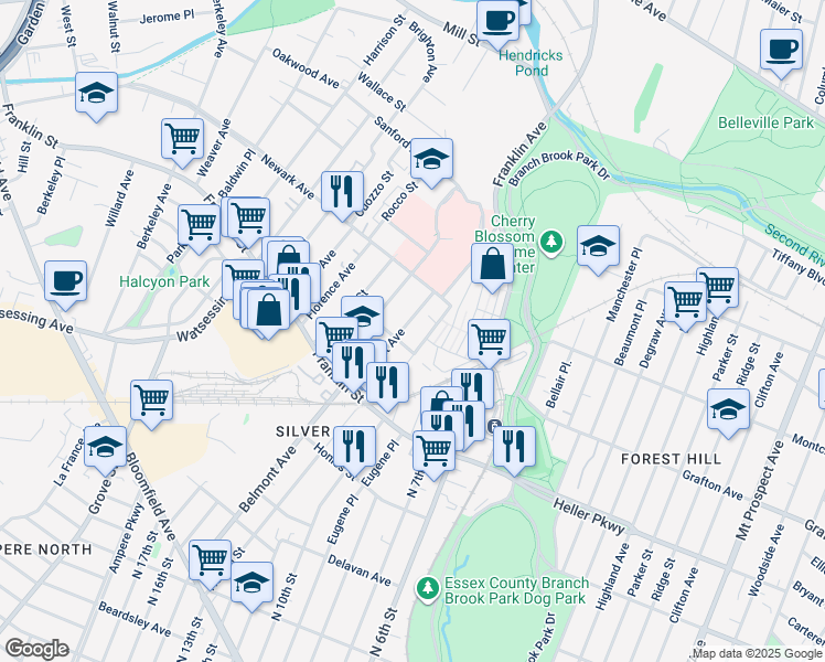 map of restaurants, bars, coffee shops, grocery stores, and more near 10 Cross Street in Belleville