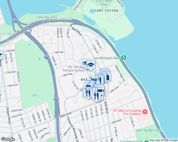 map of restaurants, bars, coffee shops, grocery stores, and more near 3271 23rd Avenue in Queens