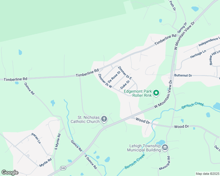 map of restaurants, bars, coffee shops, grocery stores, and more near 103 Zimmer Drive West in Walnutport
