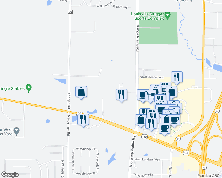 map of restaurants, bars, coffee shops, grocery stores, and more near 7700 North Academic Drive in Peoria