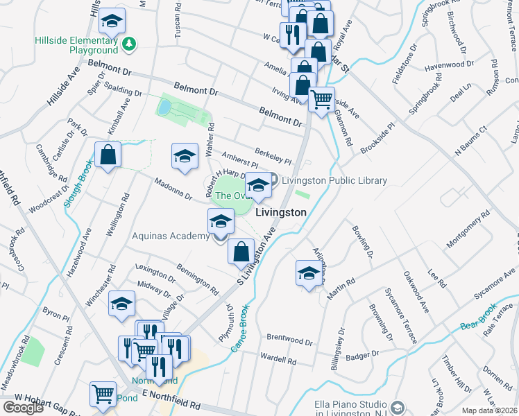 map of restaurants, bars, coffee shops, grocery stores, and more near 30 Robert H Harp Drive in Livingston