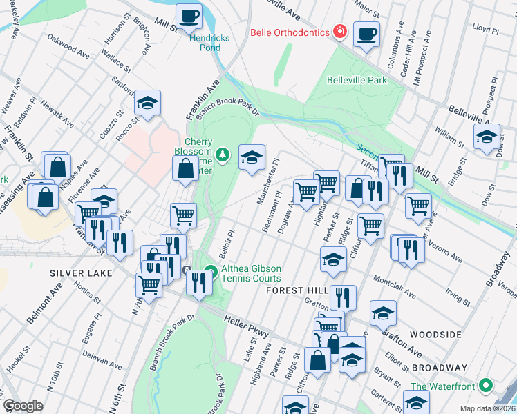map of restaurants, bars, coffee shops, grocery stores, and more near 69 Manchester Place in Newark