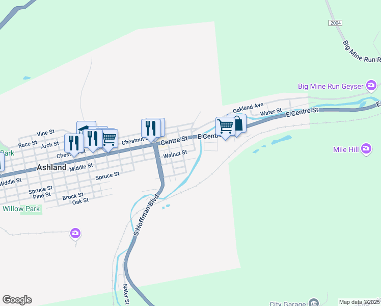 map of restaurants, bars, coffee shops, grocery stores, and more near 26 Walnut Street in Ashland