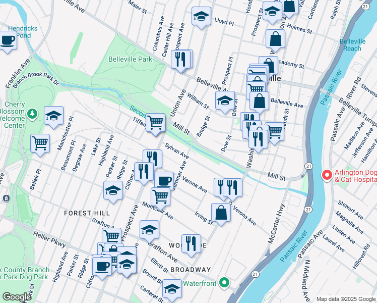 map of restaurants, bars, coffee shops, grocery stores, and more near 856-858 Summer Avenue in Newark