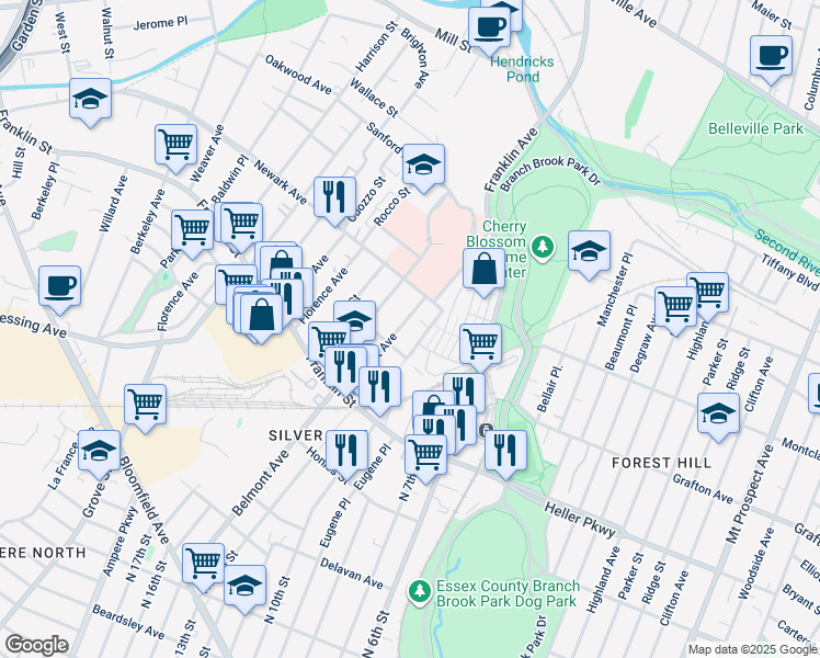 map of restaurants, bars, coffee shops, grocery stores, and more near 10 Cross Street in Belleville
