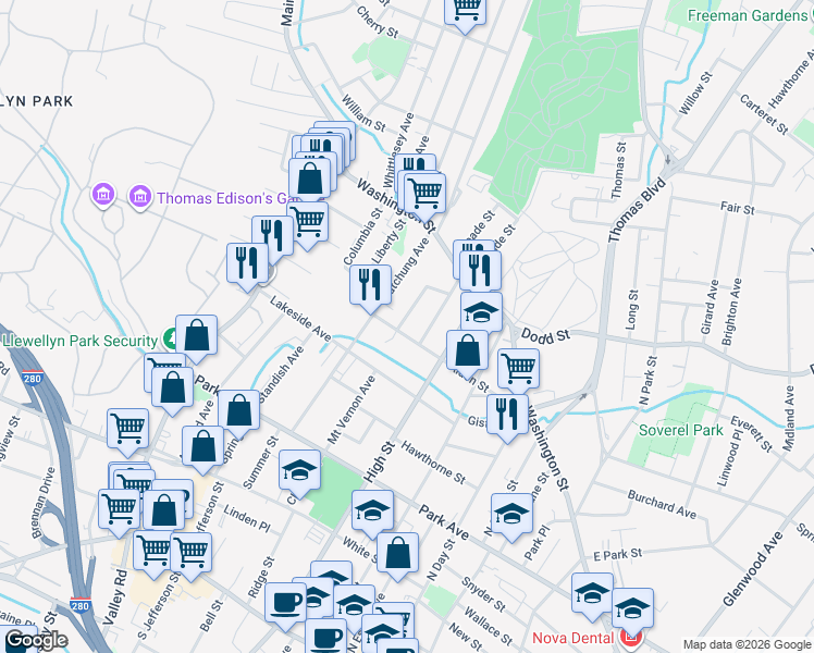 map of restaurants, bars, coffee shops, grocery stores, and more near 442 Alden Street in City of Orange