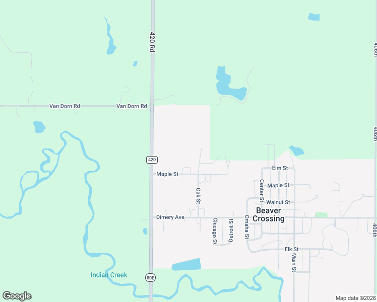 map of restaurants, bars, coffee shops, grocery stores, and more near 447 336th in Beaver Crossing