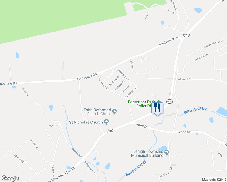 map of restaurants, bars, coffee shops, grocery stores, and more near 101 Nashua Street in Walnutport