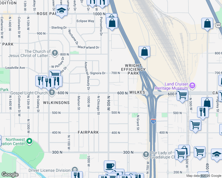 map of restaurants, bars, coffee shops, grocery stores, and more near 644 900 West in Salt Lake City