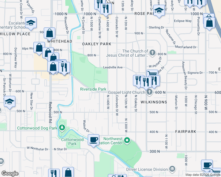 map of restaurants, bars, coffee shops, grocery stores, and more near 647 Colorado Street West in Salt Lake City