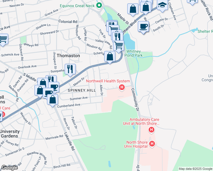 map of restaurants, bars, coffee shops, grocery stores, and more near 17 Cherry Brook Place North in Great Neck