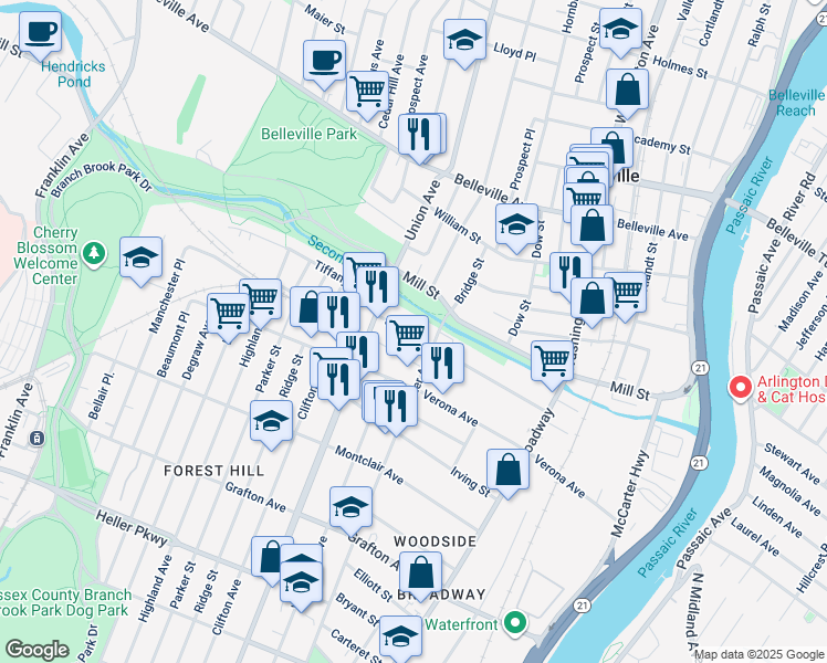 map of restaurants, bars, coffee shops, grocery stores, and more near 890-892 Summer Avenue in Newark