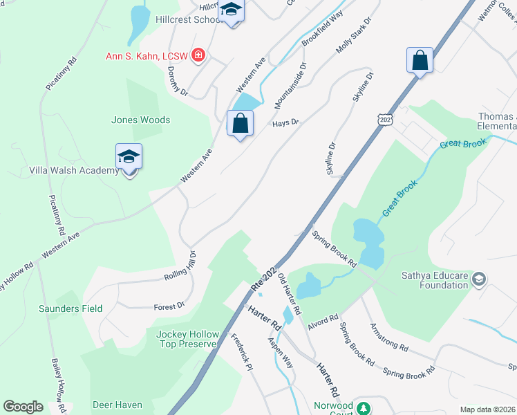 map of restaurants, bars, coffee shops, grocery stores, and more near 94 Skyline Drive in Morristown