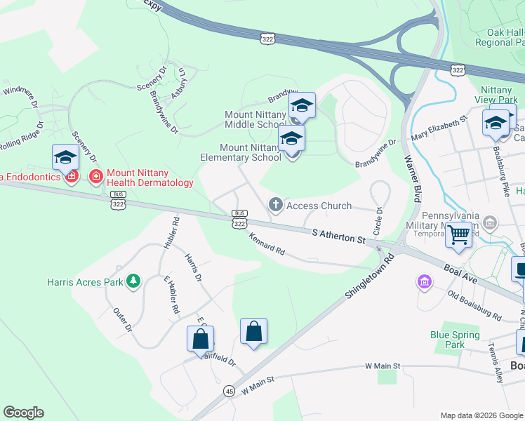 map of restaurants, bars, coffee shops, grocery stores, and more near 124-198 Villa Crest Dr in State College