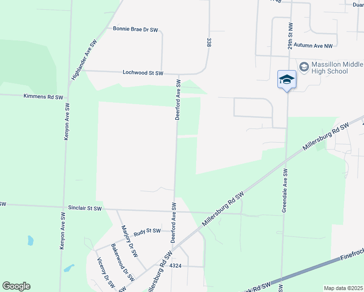 map of restaurants, bars, coffee shops, grocery stores, and more near 1868 Deerford Avenue Southwest in Massillon