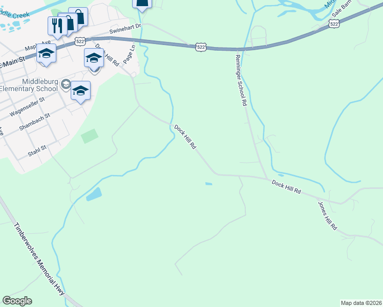 map of restaurants, bars, coffee shops, grocery stores, and more near 147-157 Dock Hill Road in Middleburg