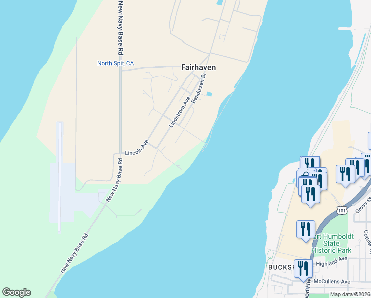 map of restaurants, bars, coffee shops, grocery stores, and more near 2573 Broadway Street in Samoa