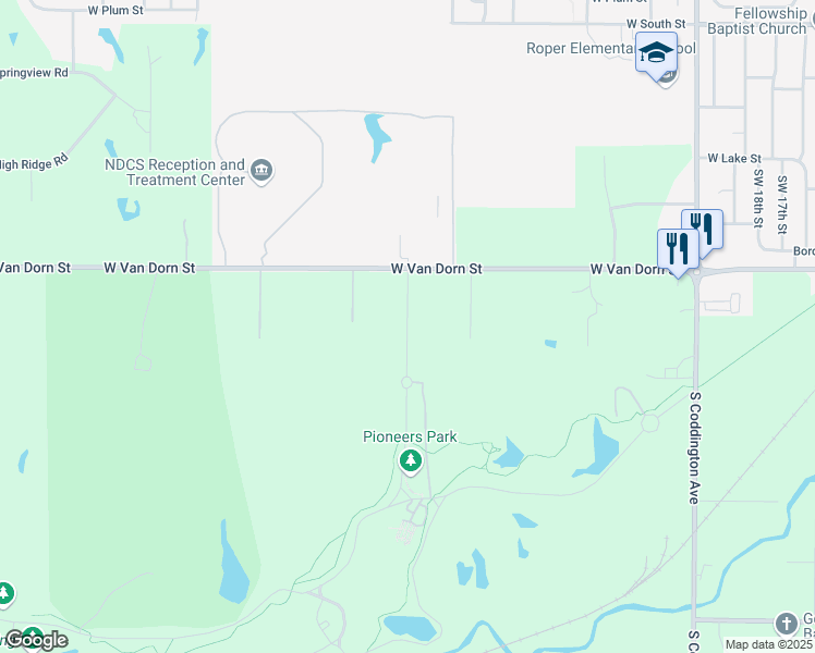 map of restaurants, bars, coffee shops, grocery stores, and more near 3201 South Coddington Avenue in Lincoln