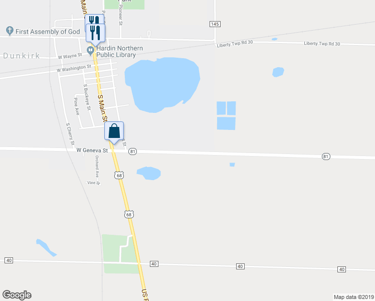 map of restaurants, bars, coffee shops, grocery stores, and more near 351 East Geneva Street in Dunkirk