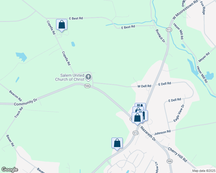 map of restaurants, bars, coffee shops, grocery stores, and more near 2191 West Dell Road in Bath