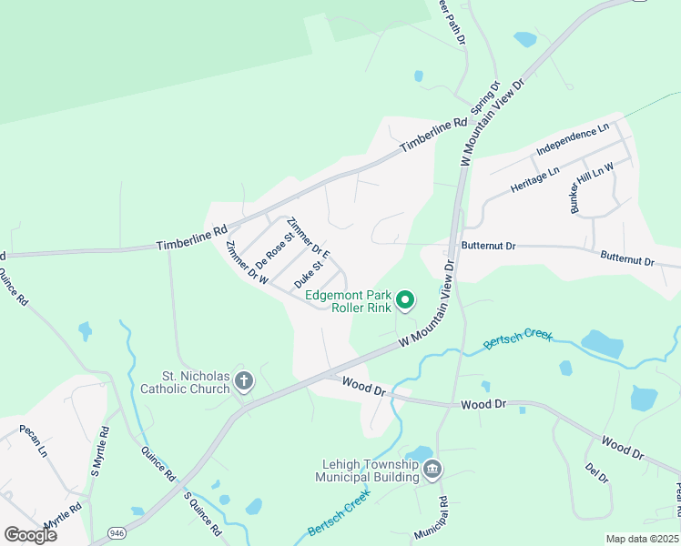 map of restaurants, bars, coffee shops, grocery stores, and more near 145 Zimmer Drive West in Walnutport