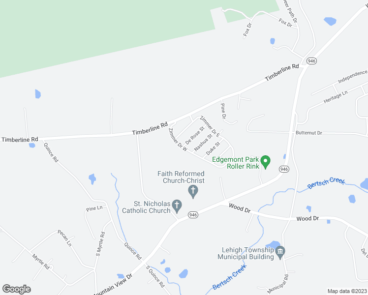 map of restaurants, bars, coffee shops, grocery stores, and more near 35 De Rose Street in Walnutport