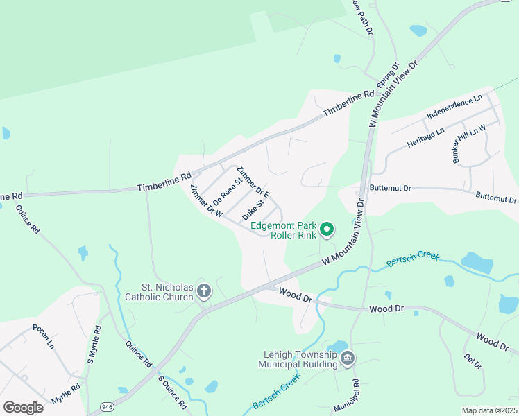 map of restaurants, bars, coffee shops, grocery stores, and more near 119 Duke Street in Walnutport