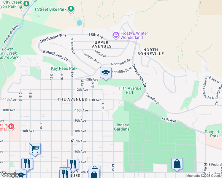 map of restaurants, bars, coffee shops, grocery stores, and more near 775 East 600 North in Salt Lake City