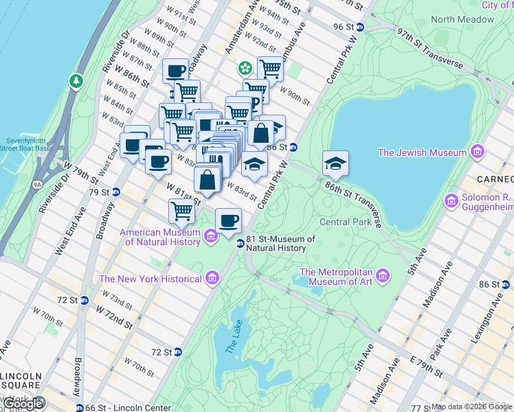 map of restaurants, bars, coffee shops, grocery stores, and more near in New York