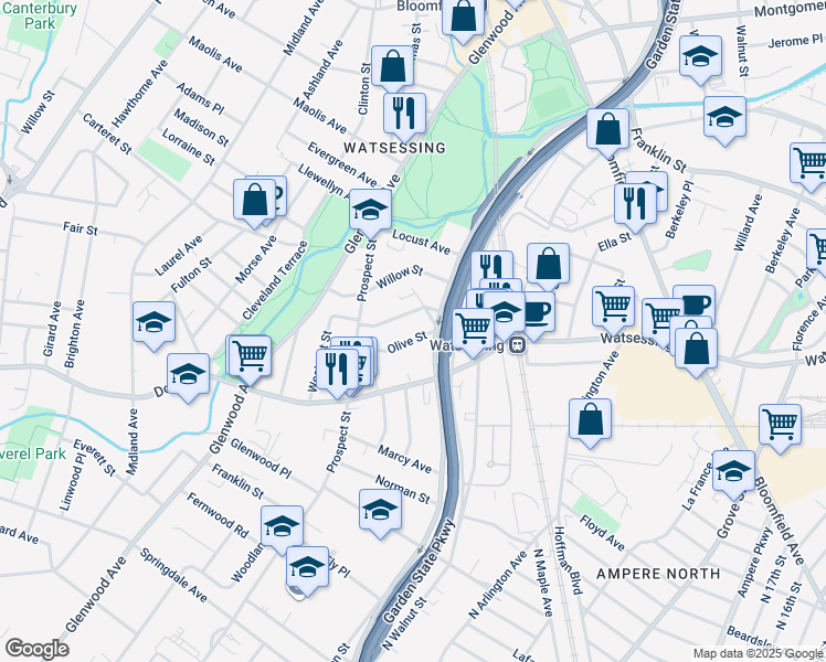 map of restaurants, bars, coffee shops, grocery stores, and more near 52 Hinrichs Place in Bloomfield