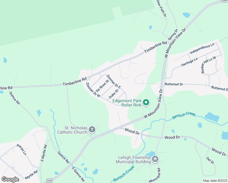 map of restaurants, bars, coffee shops, grocery stores, and more near 119 Duke Street in Walnutport