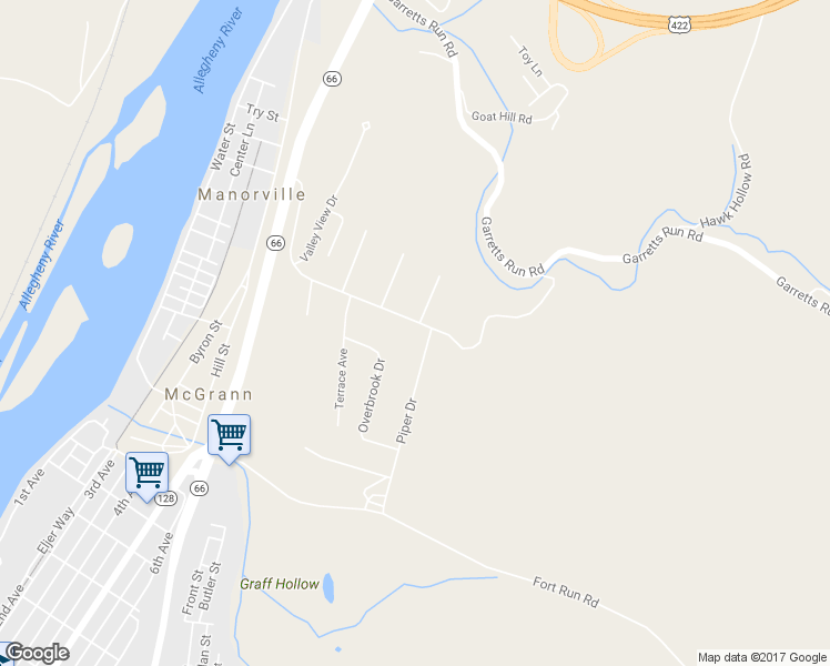 map of restaurants, bars, coffee shops, grocery stores, and more near 226 Fairground Road in Ford City