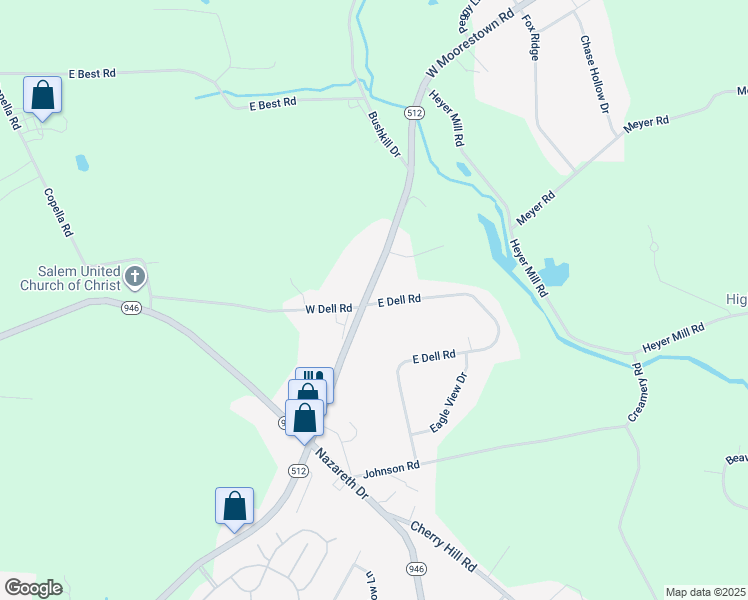 map of restaurants, bars, coffee shops, grocery stores, and more near 690 East Dell Road in Bath