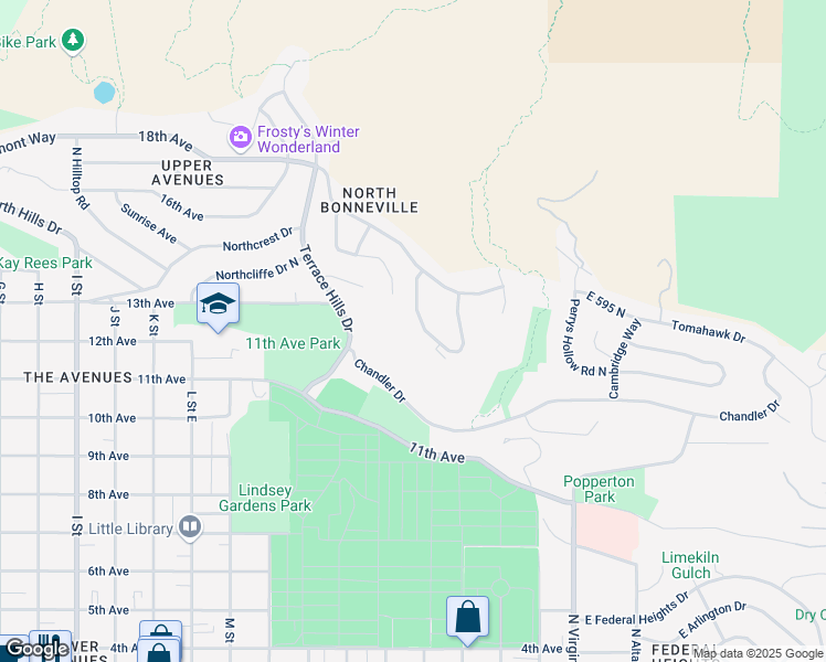 map of restaurants, bars, coffee shops, grocery stores, and more near 677 North Northland Drive in Salt Lake City