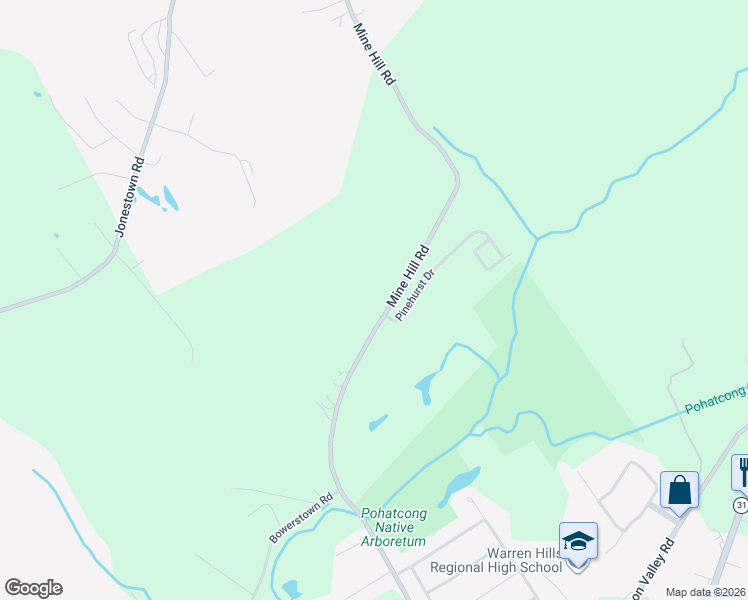 map of restaurants, bars, coffee shops, grocery stores, and more near 113 Mine Hill Road in Washington