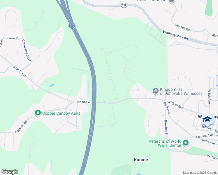 map of restaurants, bars, coffee shops, grocery stores, and more near 127 Clearview Street in Beaver Falls