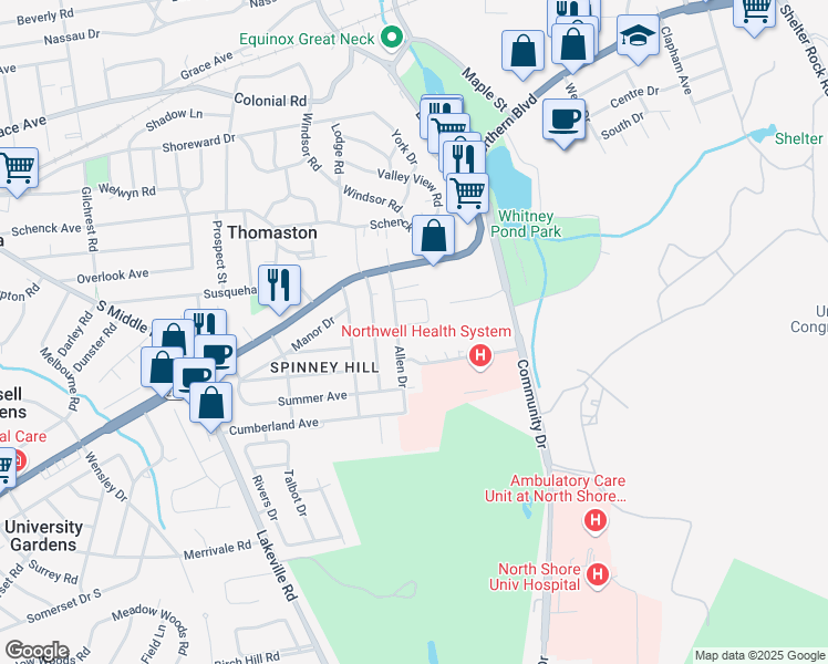 map of restaurants, bars, coffee shops, grocery stores, and more near 17 Cherry Brook Place North in Great Neck