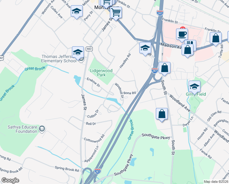 map of restaurants, bars, coffee shops, grocery stores, and more near 11 Carla Court in Morristown