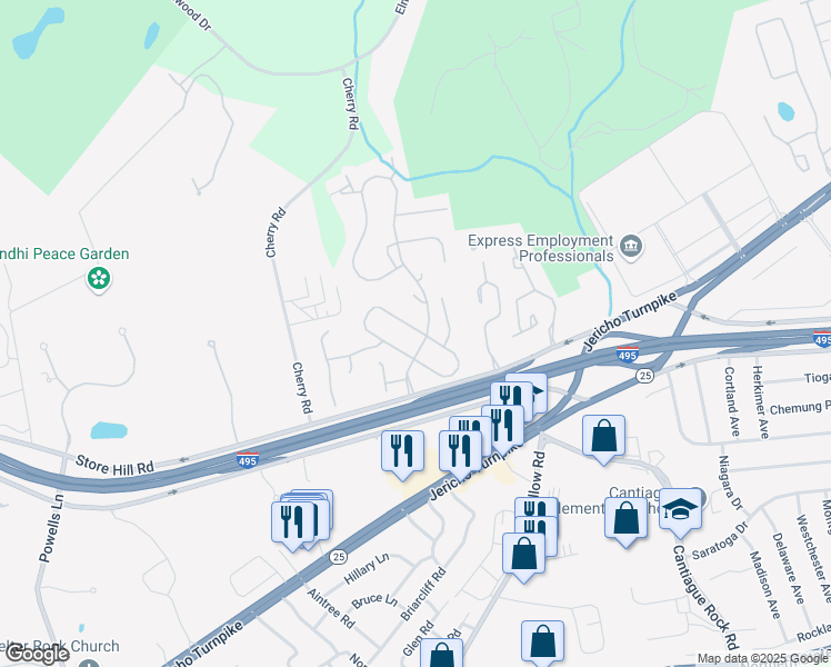 map of restaurants, bars, coffee shops, grocery stores, and more near 196 Alta Terrace in Jericho