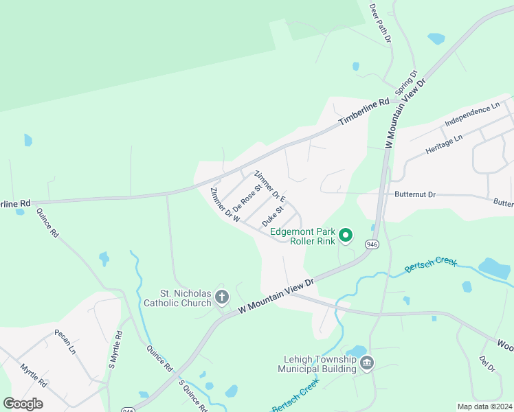 map of restaurants, bars, coffee shops, grocery stores, and more near 145 Zimmer Drive West in Walnutport