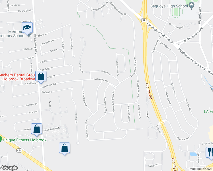 map of restaurants, bars, coffee shops, grocery stores, and more near 174 Glenmere Way in Holbrook